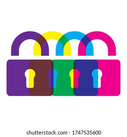 Lock icon, vector padlock, security safety symbol.