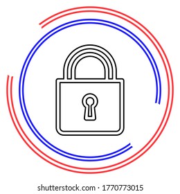 Lock icon, vector padlock, security safety symbol, lock sign - internet protection illustration. Thin line pictogram - outline editable stroke