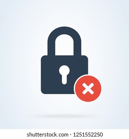 lock icon vector red delete padlock. illustration security concept
