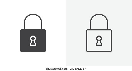 Lock icon vector icon set in black and white color.