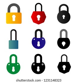 lock icon vector set, padlock icon illustration, lock concept design