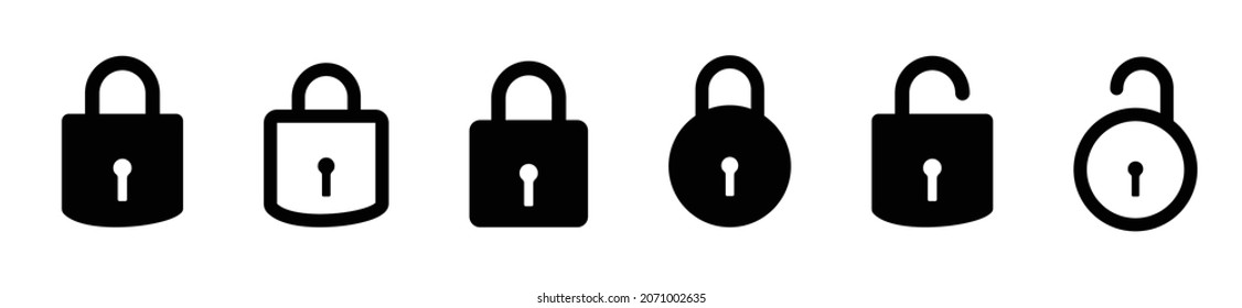Lock icon vector set, lock symbol isolated on white background vector illustration