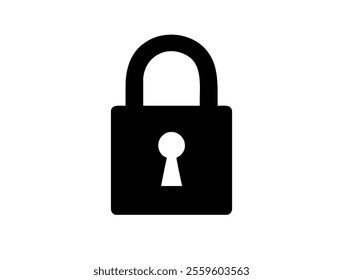 Lock icon. Lock vector silhouette on white background. Lock icon sign illustration design.