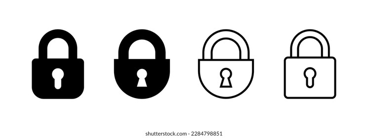 Sperren Sie Icon-Vektorgrafik für Web- und Mobile-App. Vorhängeschild und Symbol. Verschlüsselungssymbol. Sicherheitszeichen