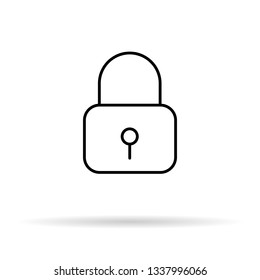 Lock icon witch shadow. Minimalism style. Isolated object. Vector illustration. Outline sketch. Image of thin lines. EPS 10