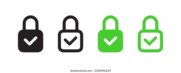 Lock icons with check mark. Padlock icons. Vector scalable graphics