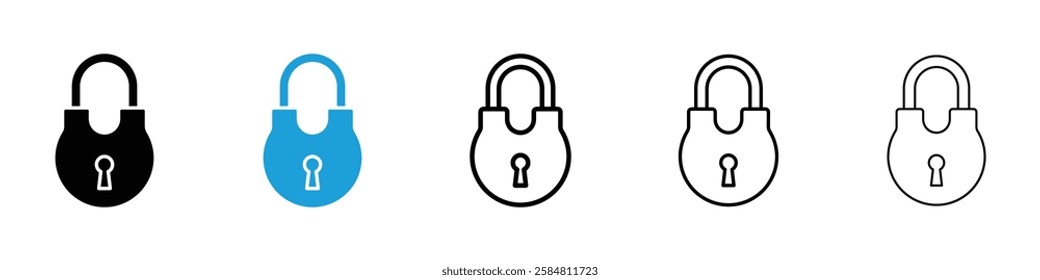 Lock icons collection vectors in black and blue