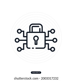 lock Icons. Cryptocurrency and Blockchain vector icons. Crypto Icon Set Featuring Bitcoin, Wallet, Mining, P2P,  Smart Contracts, money exchange Vectors icon. EPS10