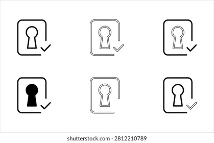 Lock icons with different status indicators showing open, unlock, and secure isolated on transparent background, Vector
