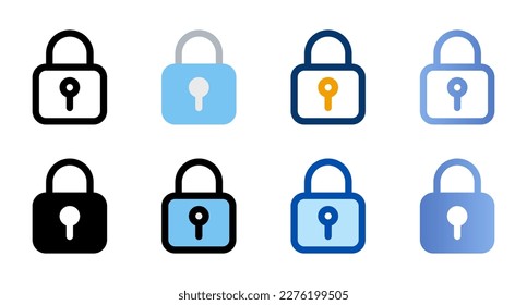 Lock icons in different style. Lock icons. Different style icons set. Vector illustration