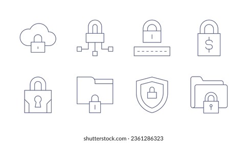 Lock icons. editable stroke. Containing lock, locked, security system, password, shield.