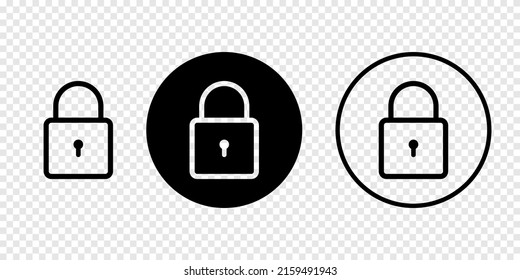 Lock icons isolated on transparent background