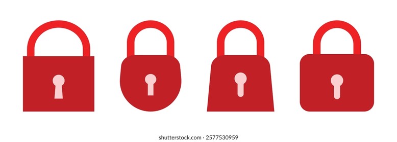 Lock icons for key. Linear, closed padlock, open, with tick lock icons.