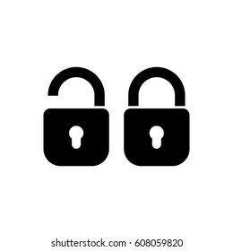 Lock icons, open and closed padlock icons, vector illustration.