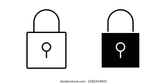 Lock icons pack vectors in black flat and strokes