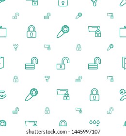 lock icons pattern seamless white background. Included editable outline door knob, watering system, opened lock, folder protection, door icons. lock icons for web and mobile.