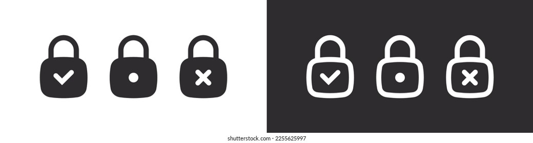 Lock Icons. Security symbol locks. Lock icons with a check mark. Vector images