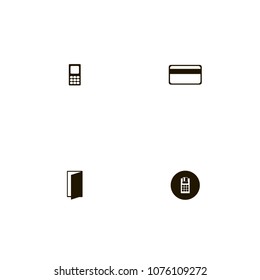 Lock icons set. door, pos terminal, credit card and open door