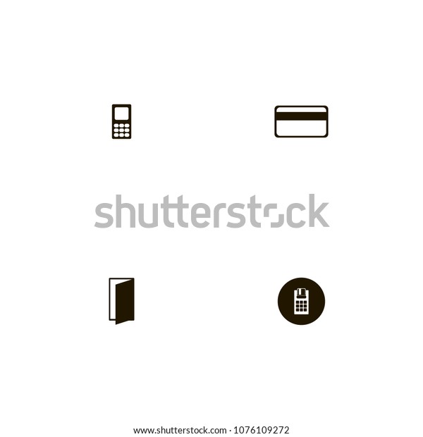 Lock Icons Set Door Pos Terminal Stock Vector Royalty Free