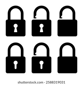 Lock Icons set isolated on white background