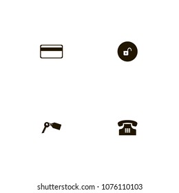 Lock icons set. key, lock, tag and phone