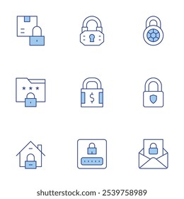 Lock icons set. Line Duotone style, editable stroke. lock, confidential, login, padlock, protection.