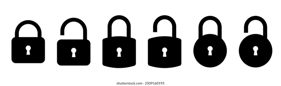 Lock icons set. Locked and unlocked lock icon. Vector illustration.