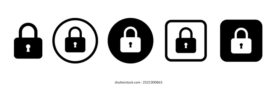 Conjunto de iconos de bloqueo. Icono de bloqueo bloqueado y desbloqueado. Ilustración vectorial.
