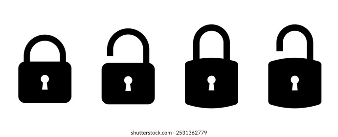 Lock icons set. Locked and unlocked lock icon. Vector illustration.