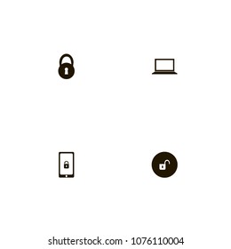 Lock icons set. mobile, blocked, unblocked and closed