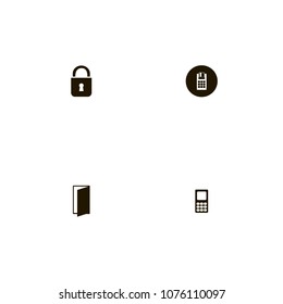 Lock icons set. mobile, pos terminal, lock and credit card