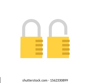 Lock icons set on white background, flat design