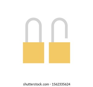 Lock icons set on white background, flat design