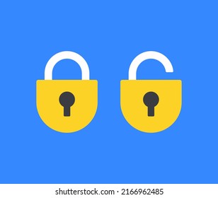 Lock icons set. Open and closed padlocks. Security concept. Modern vector illustration