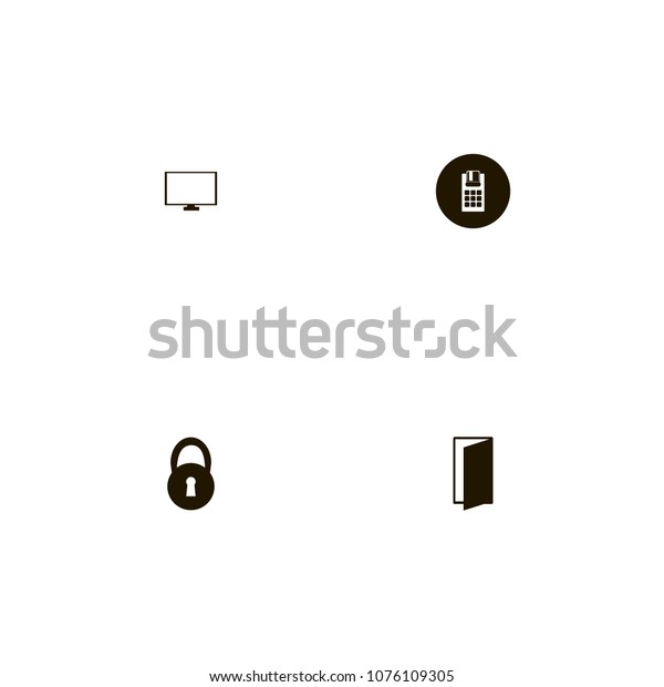 Lock Icons Set Lock Open Door Stock Vektorgrafik Lizenzfrei