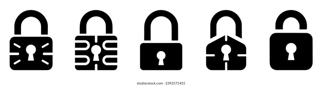 Lock icons set. Padlock icon. Safety symbol. Private security icon. Vector illustration