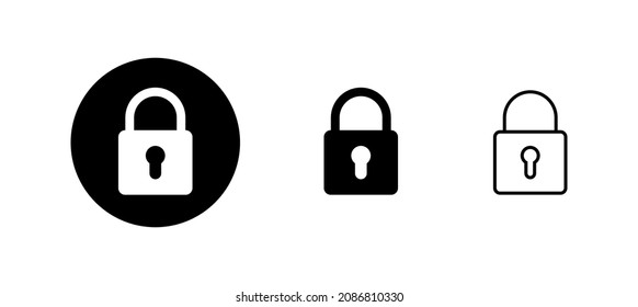 Bloquear el conjunto de iconos. Signo y símbolo de bloqueo. Icono de cifrado. Símbolo de seguridad
