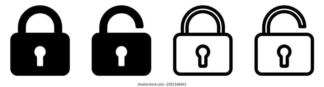 Lock icons set. Padlock symbol collection. Security symbol. Lock open and lock closed icon