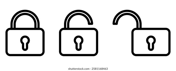 Lock icons set. Padlock symbol collection. Security symbol. Lock open and lock closed icon
