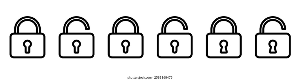 Lock icons set. Padlock symbol collection. Security symbol. Lock open and lock closed icon