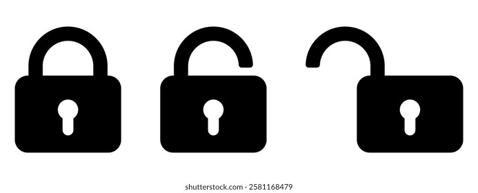 Lock icons set. Padlock symbol collection. Security symbol. Lock open and lock closed icon