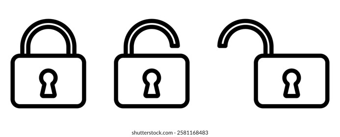 Lock icons set. Padlock symbol collection. Security symbol. Lock open and lock closed icon