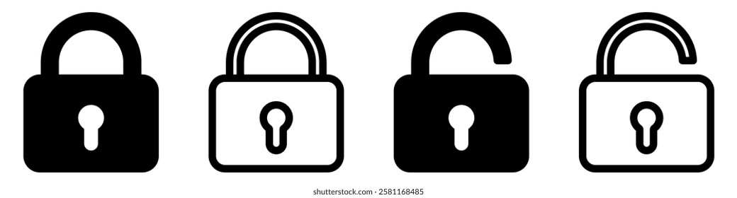 Lock icons set. Padlock symbol collection. Security symbol. Lock open and lock closed icon