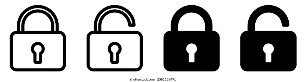 Lock icons set. Padlock symbol collection. Security symbol. Lock open and lock closed icon