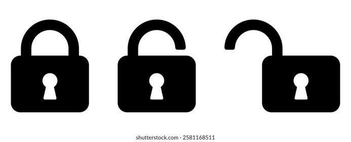 Lock icons set. Padlock symbol collection. Security symbol. Lock open and lock closed icon
