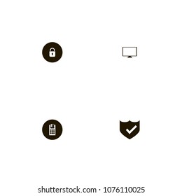 Lock icons set. security, computer, monitor and closed