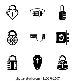 Lock icons set. Simple set of 9 lock vector icons for web isolated on white background