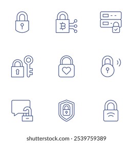 Lock icons set. Thin Line style, editable stroke. lock, server, smart lock, padlock.