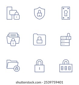 Lock icons set. Thin Line style, editable stroke. lock, cyber security, folder, locked.