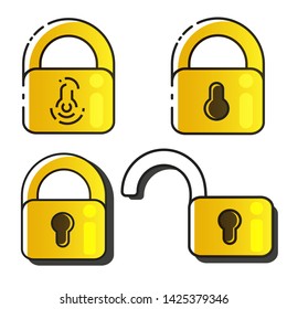 Lock Icons Set Vector. Lock Vector Design. Sign Design. Flat Style. Vector Eps 10
